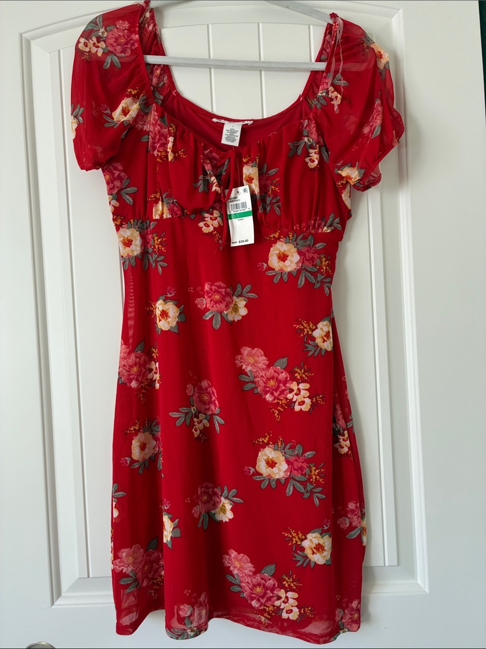 Planet Gold Red Floral Short Dress